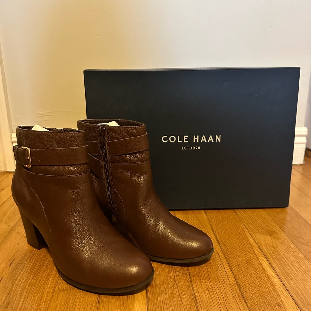 Cole Haan Leather Brown Heeled Bootie